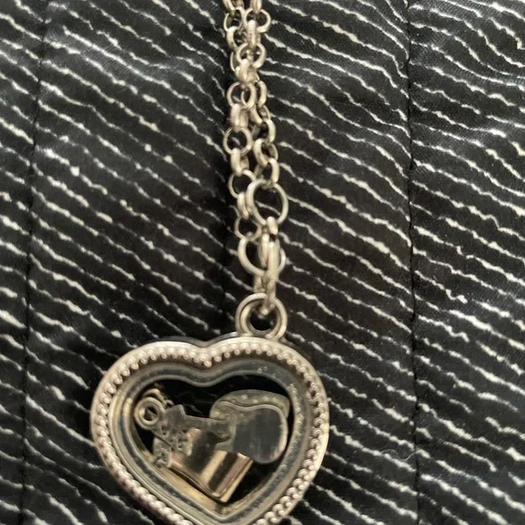 Silver Heart and Square Lockets with Charms Inside Necklace Set - Picture 5 of 7